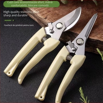 Foarfece de tăiat din oțel inoxidabil, cu posibilitatea de altoire, pentru ramuri și pomi fructiferi, marcă proprie