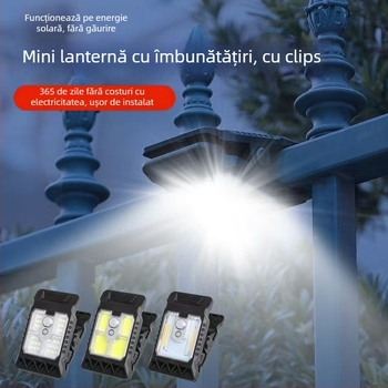 Lampă clip solară cu iluminare inductivă pentru exterior, Model YD, 5W, 3.7V, IPX-4, lumină caldă