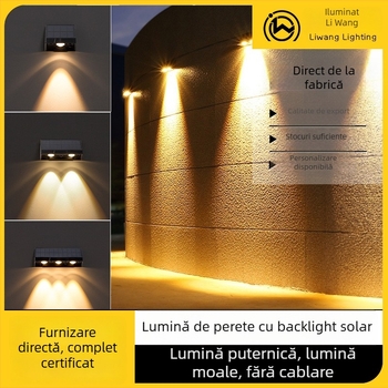 Lampa LED solară de perete – IPX4, 1W, 3.7V, Durată de funcționare 6–12h