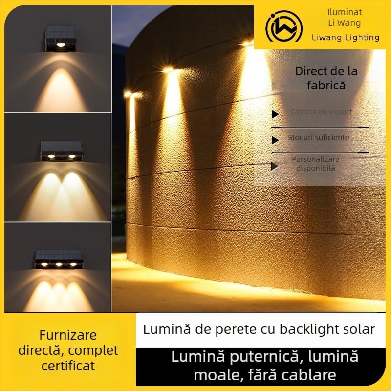 Lampa LED solară de perete – IPX4, 1W, 3.7V, Durată de funcționare 6–12h