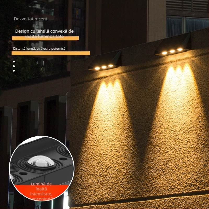 Lampa LED solară de perete – IPX4, 1W, 3.7V, Durată de funcționare 6–12h