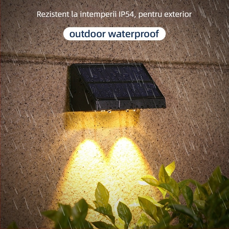 Lampa LED solară de perete – IPX4, 1W, 3.7V, Durată de funcționare 6–12h