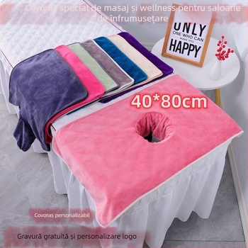 Prosop de curățare din microfibră cu logo personalizabil pentru baie de picioare și fizioterapie; broderie și cusături; 70 g/m²; absorbție 0–5 s; prosop cosmetic/funcțional