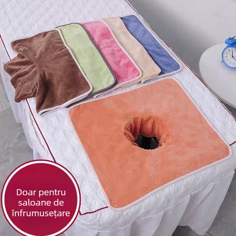 Prosop de curățare din microfibră cu logo personalizabil pentru baie de picioare și fizioterapie; broderie și cusături; 70 g/m²; absorbție 0–5 s; prosop cosmetic/funcțional