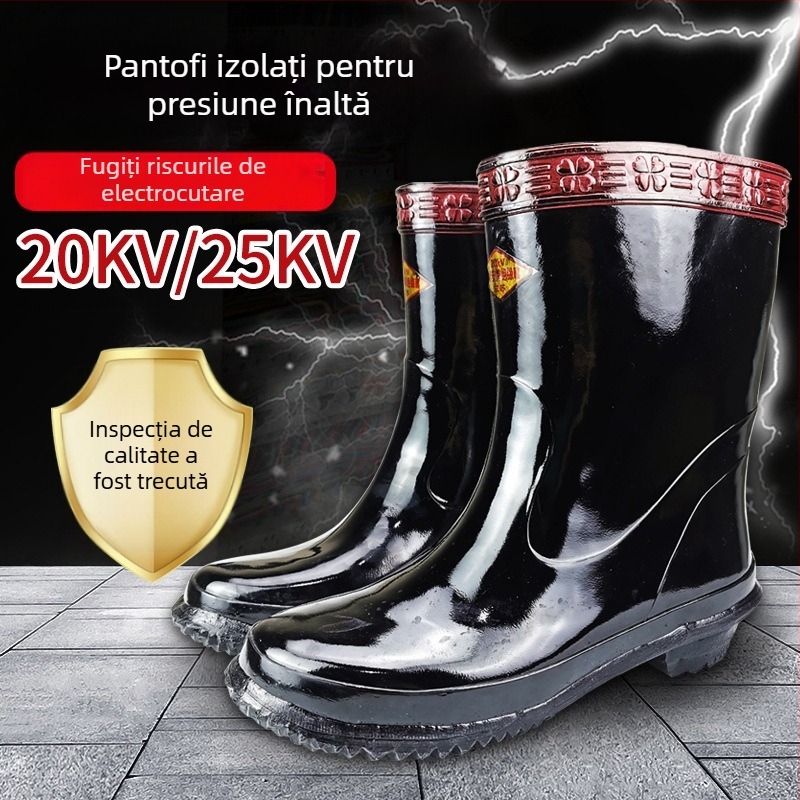Pantofi izolați pentru electricieni, ghete din cauciuc impermeabile, înălțime medie, Jinbu'an, servicii post-vânzare profesionist