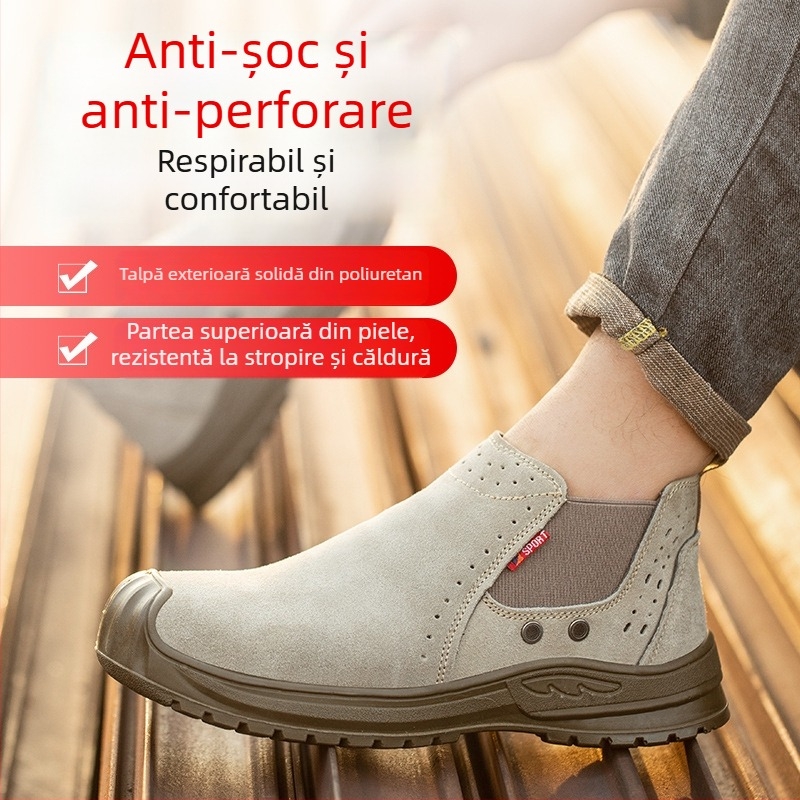 Pantofi de protecție pentru vară, sudură – Slip-on, ușori, anti-șoc și anti-perforație, rezistenți la uzură, talpă solidă