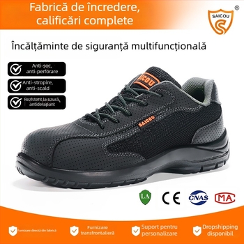 Saicou încălțăminte de protecție izolați pentru bărbați și femei, piele de vițel, design cu înălțime joasă