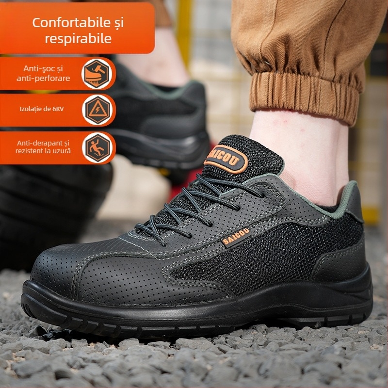 Saicou încălțăminte de protecție izolați pentru bărbați și femei, piele de vițel, design cu înălțime joasă