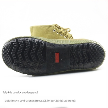 Pantofi izolați pentru electrician, 5 kV, din pânză canvas, cu înălțime joasă