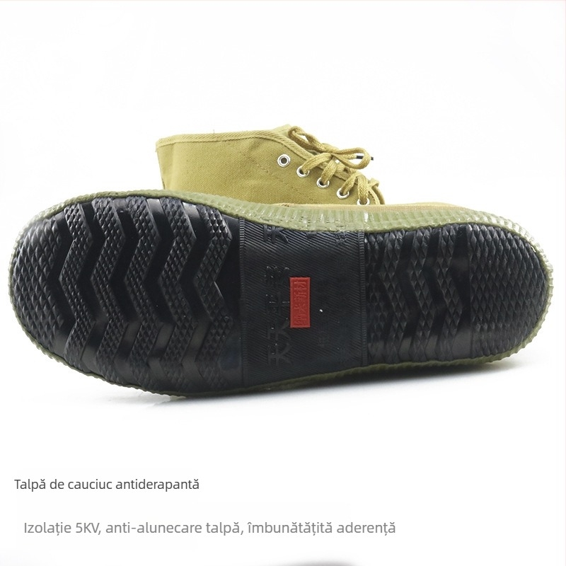 Pantofi izolați pentru electrician, 5 kV, din pânză canvas, cu înălțime joasă