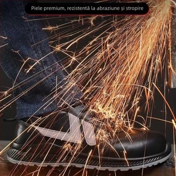 Pantofi de siguranță pentru electricieni, vârf din oțel, piele de vită, talpă joasă, anti-șoc și anti-perforație, anti-static