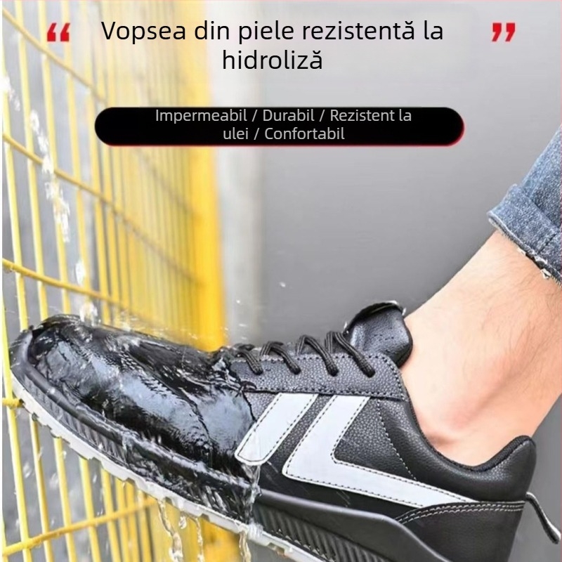 Pantofi de siguranță pentru electricieni, vârf din oțel, piele de vită, talpă joasă, anti-șoc și anti-perforație, anti-static