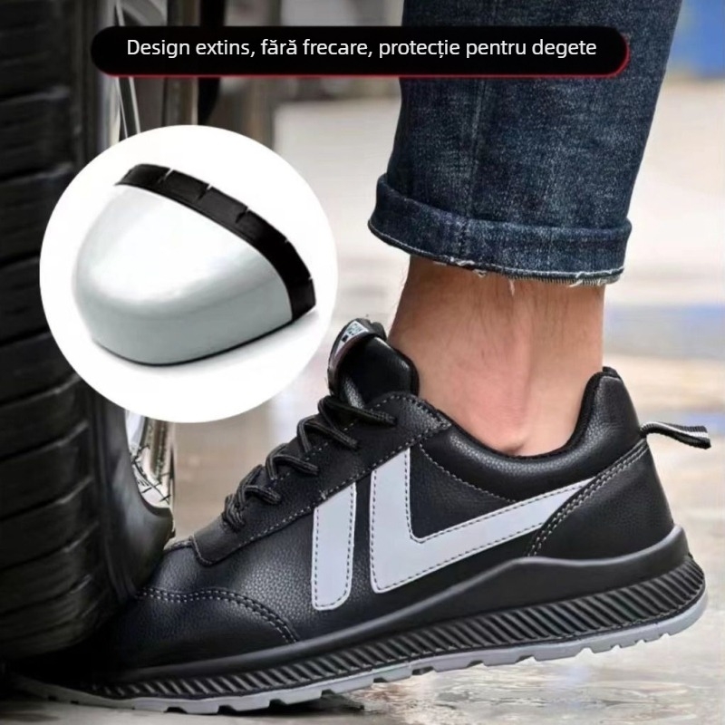 Pantofi de siguranță pentru electricieni, vârf din oțel, piele de vită, talpă joasă, anti-șoc și anti-perforație, anti-static