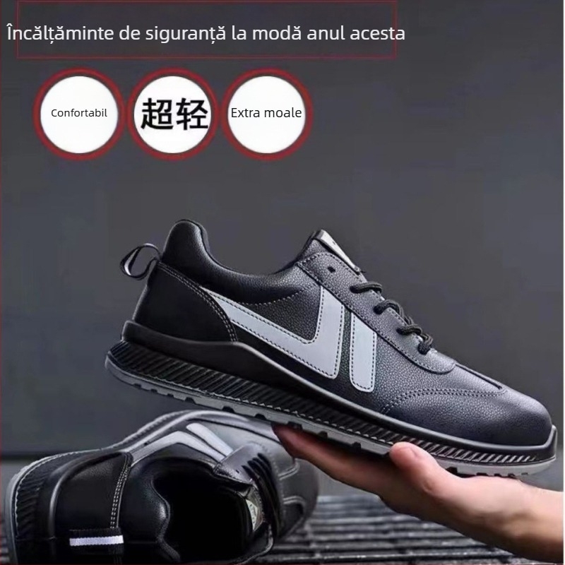 Pantofi de siguranță pentru electricieni, vârf din oțel, piele de vită, talpă joasă, anti-șoc și anti-perforație, anti-static