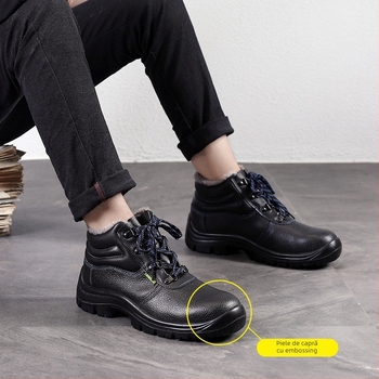 Pantofi de protecție izolați, cu vârf din oțel, piele de vită, înălțime medie, protecție împotriva perforării