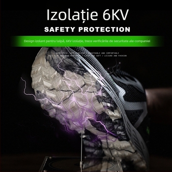 Pantofi de protecție izolați cu protecție la lovire și perforare și izolație; material: plasă textilă respirabilă; partea superioară: joasă