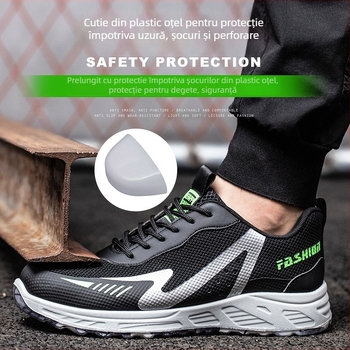 Pantofi de protecție izolați cu protecție la lovire și perforare și izolație; material: plasă textilă respirabilă; partea superioară: joasă