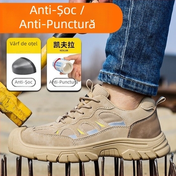 Pantofi de protecție de vară pentru bărbați: antișoc, anti-perforație, izolați, antiderapante, vârf din oțel