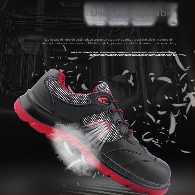 Încălțăminte de protecție pentru muncă cu vârf din oțel, anti-șoc, anti-perforație, izolație electrică – talpă EVA, partea superioară Flyknit, model redus