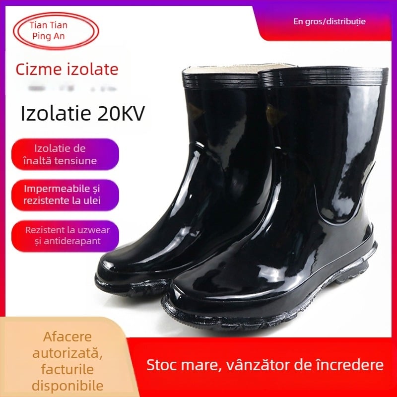 Safe everyday 20kV bocanci izolați din cauciuc, cu înălțime mare, impermeabili