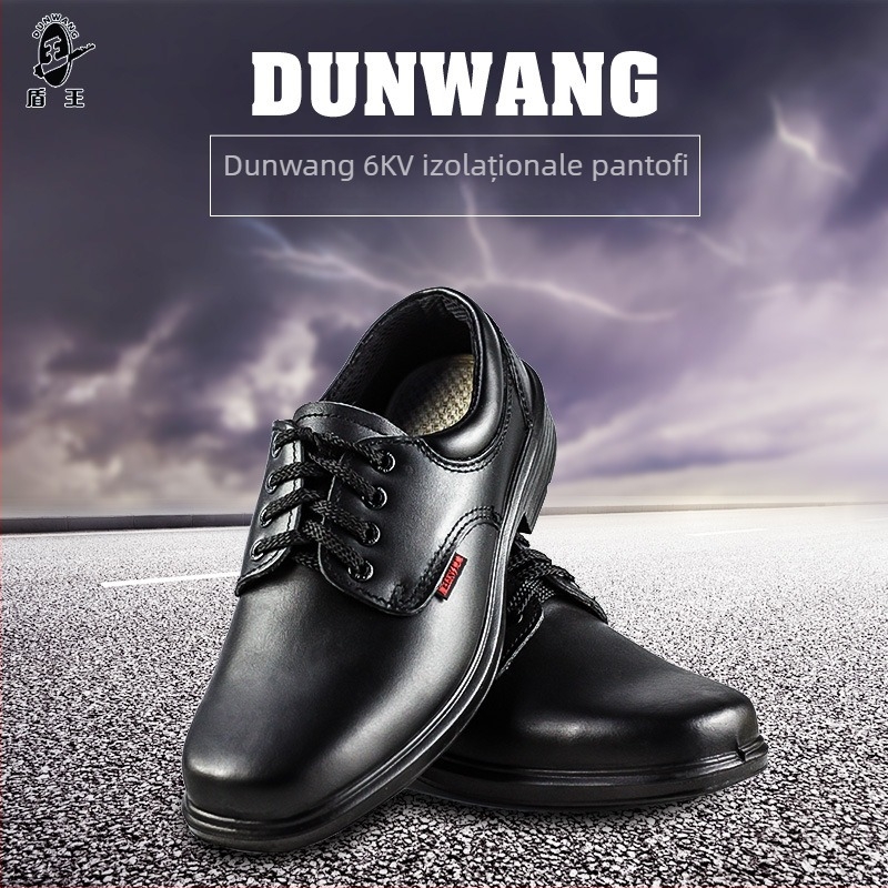 Pantofi izolați pentru muncă electrică, din piele, cu partea superioară joasă, potriviți pentru tensiuni sub 1000 V