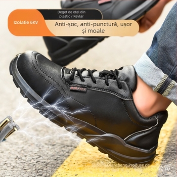 Încălțăminte de protecție cu izolație – piele microfibră și plasă, talpă joasă, vârf din plastic-otel, protecție la impact și perforare