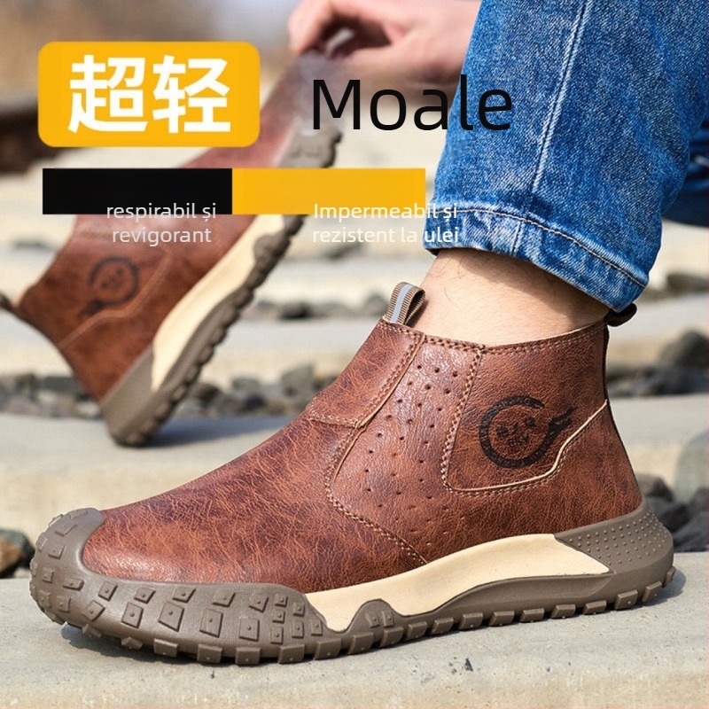 Pantofi de protecție pentru muncă, slip-on, anti-șoc și anti-perforație, izolați, din velur de piele de vițel, vârf din plastic-otel (izolați; velur de piele de vițel; vârf plastic-otel; anti-șoc; anti-perforație)