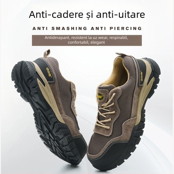 Încălțăminte de protecție Baoan Shield, piele velur de vițel, gleznă joasă, anti-șoc și anti-perforație