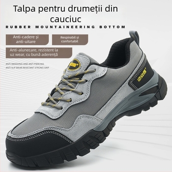 Încălțăminte de protecție Baoan Shield, piele velur de vițel, gleznă joasă, anti-șoc și anti-perforație