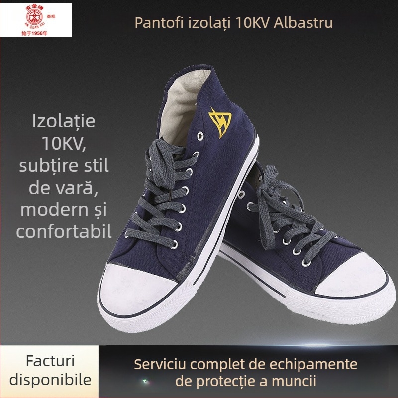Pantofi izolați pentru electrician, din canvas, înalți, pentru lucru sub tensiune 1–10 kV, model Safety 10kv
