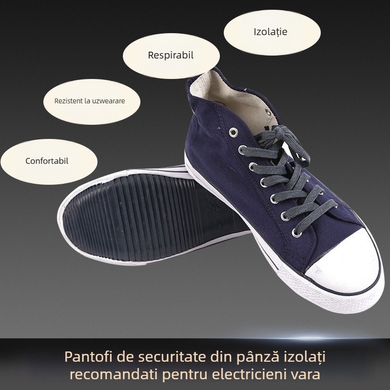 Pantofi izolați pentru electrician, din canvas, înalți, pentru lucru sub tensiune 1–10 kV, model Safety 10kv