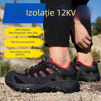 Langmeng Pantofi de lucru izolați – Vârf scăzut, Flyknit Mesh + Piele velur
