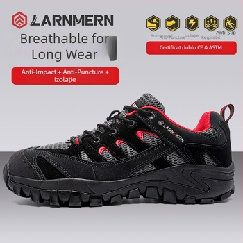 Langmeng Pantofi de lucru izolați – Vârf scăzut, Flyknit Mesh + Piele velur