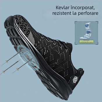 Pantofi de siguranță cu vârf din fibră de sticlă pentru bărbați, fără metal, izolați, protecție împotriva loviturilor și perforării, talpă din cauciuc, antiderapante, confortabili și în siguranță