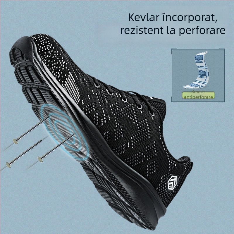 Pantofi de siguranță cu vârf din fibră de sticlă pentru bărbați, fără metal, izolați, protecție împotriva loviturilor și perforării, talpă din cauciuc, antiderapante, confortabili și în siguranță