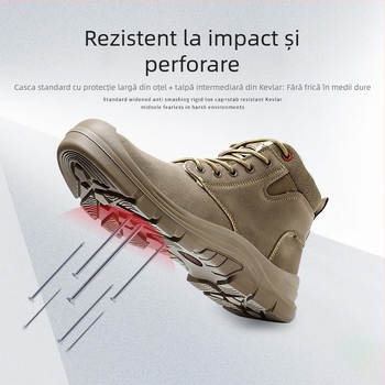 Pantofi de protecție pentru muncă, bărbați, patru anotimpuri, cu vârf din oțel, anti-șoc și anti-perforație, din PU