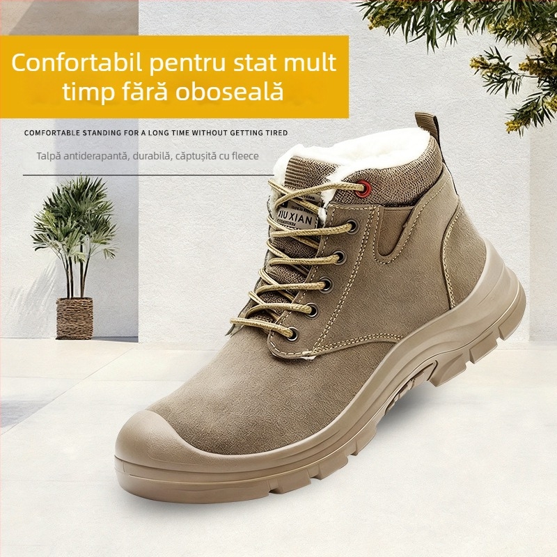 Pantofi de protecție pentru muncă, bărbați, patru anotimpuri, cu vârf din oțel, anti-șoc și anti-perforație, din PU