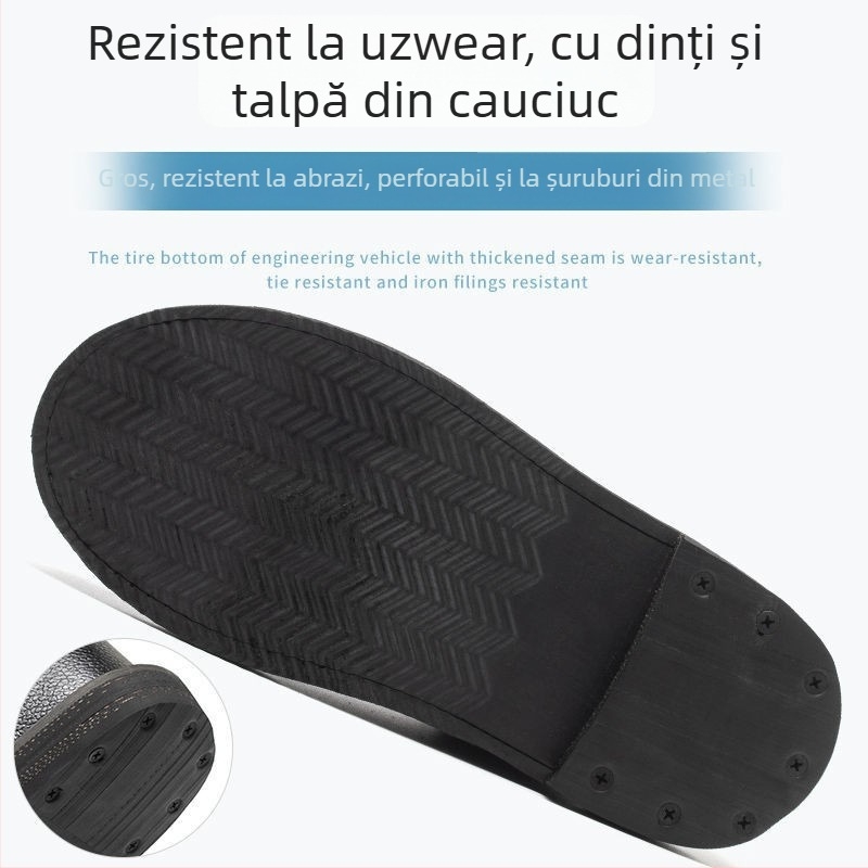 Pantofi de protecție, piele cu granulație Liči, protecție antișoc și anti-perforație, talpă din cauciuc antiderapant și rezistentă la uzură, rezistență la temperaturi înalte și la acizi/baze