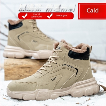 Pantofi de siguranță de iarnă cu vârf din oțel, anti-strivire, anti-perforație, talpă EVA solidă, izolație termică, partea superioară din piele Super Fiber