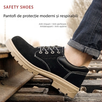Pantofi de protecție pentru bărbați, antișoc și anti-perforație, pentru sudură, rezistenți la căldură, cu vârf din oțel, talpă antiderapantă