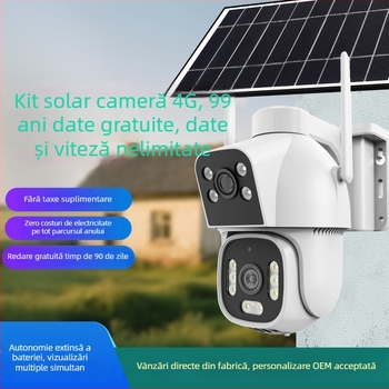 AOV Cameră de supraveghere solară pentru securitate, fără date pe viață, fără electricitate, fără internet, cameră 4G cu urmărire a oamenilor