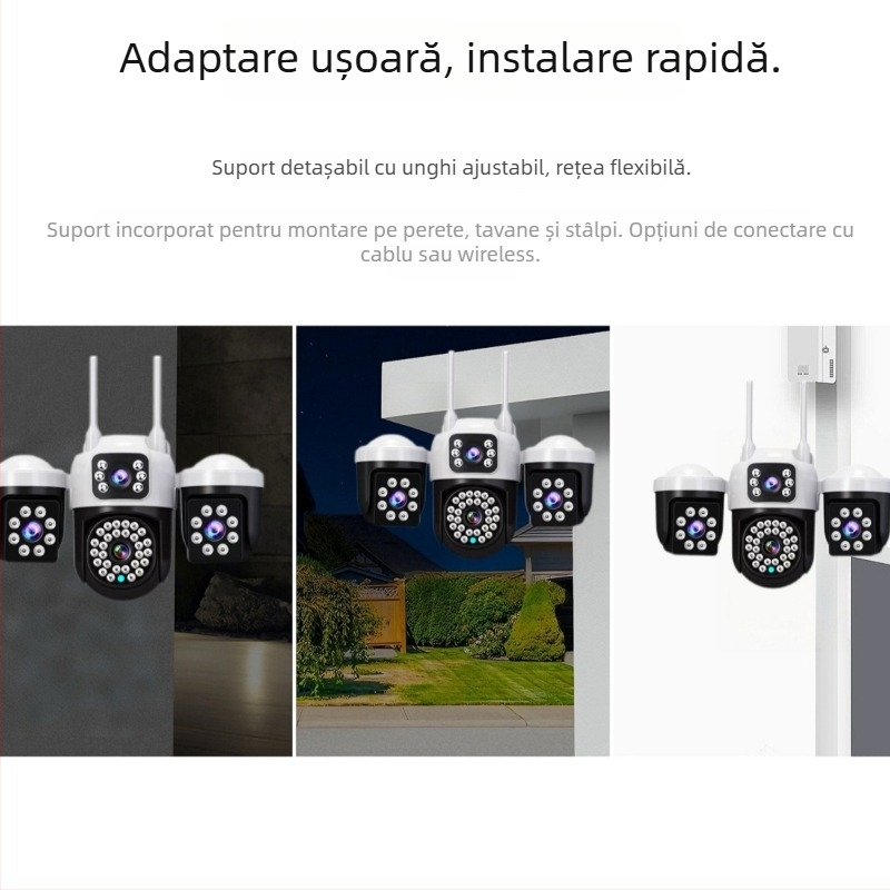 Cameră de supraveghere fără fir cu obiectiv de 3,6 mm, rezoluție 6MP, iluminare minimă 0,1 lux, vizualizare IR la 12 m, alimentare 12V DC