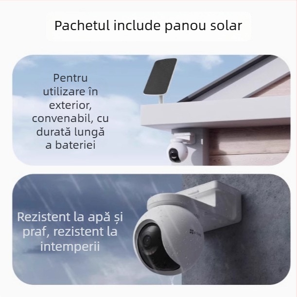 Fluorite HB8 Cameră PTZ wireless exterioară alimentată solar pentru securitatea locuinței, HD la distanță, raza 30 m+, fără costuri de date pe viață