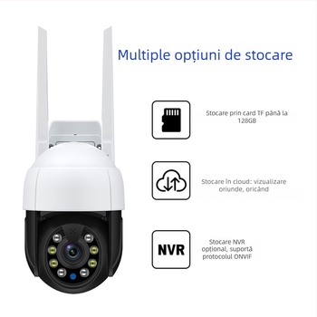 Cameră PTZ wireless pentru supraveghere — senzor CMOS, rezoluție 1920x1080/2304x1296, viziune pe timp de noapte 0,01 lux, detecție mișcare