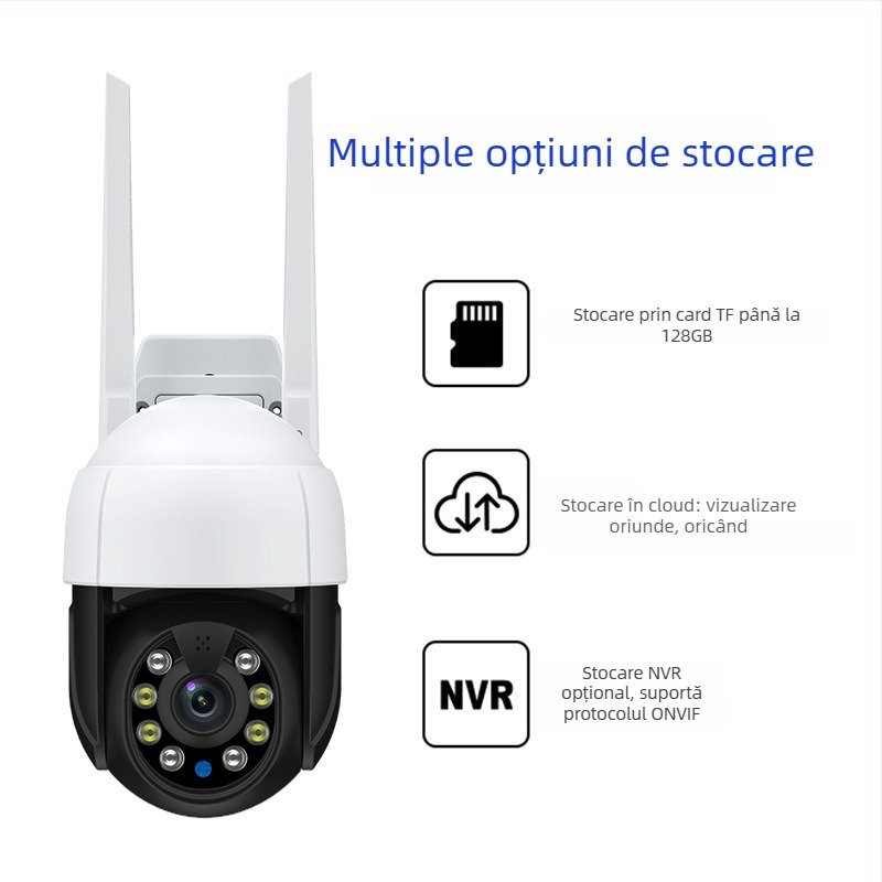 Cameră PTZ wireless pentru supraveghere — senzor CMOS, rezoluție 1920x1080/2304x1296, viziune pe timp de noapte 0,01 lux, detecție mișcare