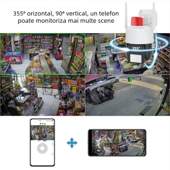 360° Cameră dome wireless WiFi pentru supraveghere internă/externă - senzor 1/2.7in, -20°C până la 55°C, 12V