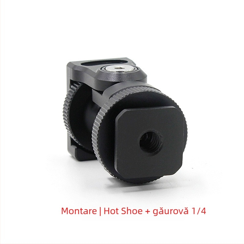 Suport pentru monitor și iluminare pentru cameră SLR, cu amortizare reglabilă, din aliaj de aluminiu, rotație orizontală 360°, înclinare verticală 90°, stabilizator cu hot shoe