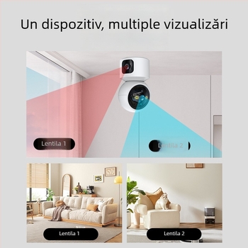 Left meter cameră de securitate pentru casă cu lentile duale, acoperire de 360°, monitorizare la distanță și viziune de noapte; 24 V, -20 până la 50°C, ABS plastic.