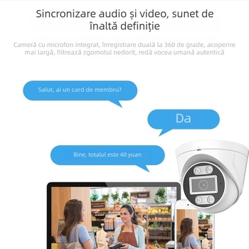Cameră de supraveghere PoE interioră, tip dom, 4MP/2.5K, viziune nocturnă color completă, cu captare audio, obiectiv 3.6mm