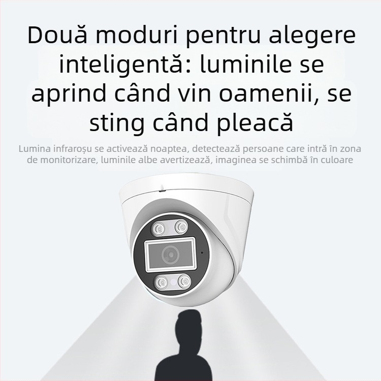 Cameră de supraveghere PoE interioră, tip dom, 4MP/2.5K, viziune nocturnă color completă, cu captare audio, obiectiv 3.6mm